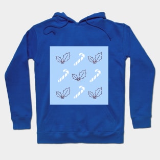 Baby Blue Holly Berries and Candy Canes Hoodie